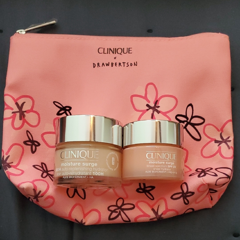 Clinique Moisture Surge Duo with Pink Floral Pouch